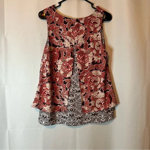 Lucky Brand Red and Black Sleeveless  Floral Blouse - Picture 2 of 5
